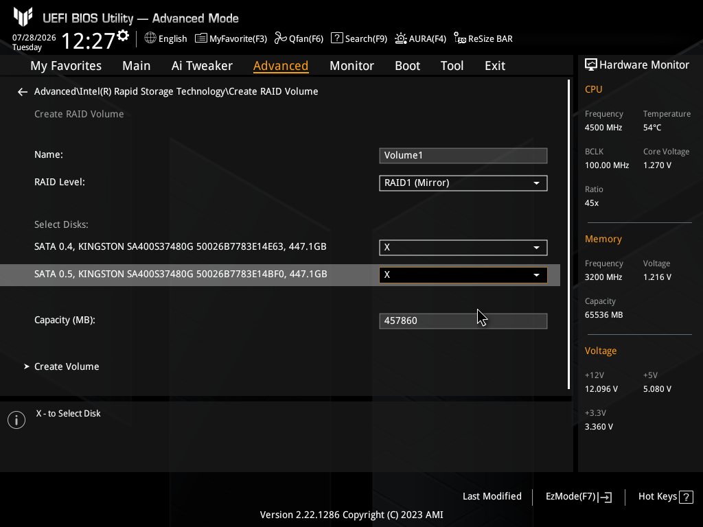 Create RAID1 volume